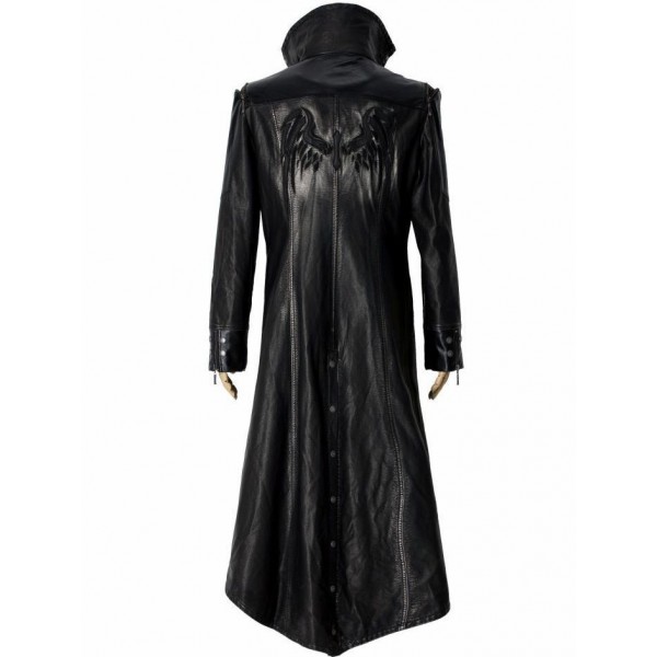 Men's Black Gothic Style Long Leather Coat - Leather Jackets USA