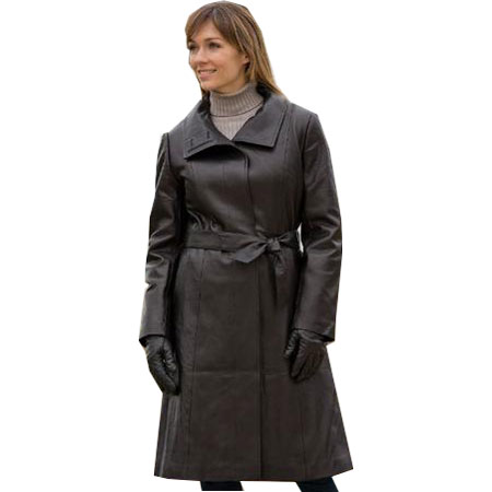 Women's Soft Lambskin Long Leather Coat - Leather Jackets USA