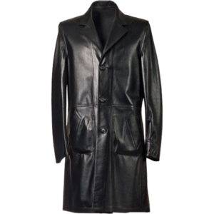 3-button Long leather Coat for Men