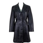 4-button Trench Leather Coat