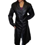 A 43 inch Long Trench Leather Coat