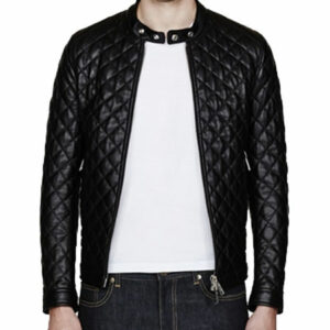 A Quilted Men's Bomber Leather Jacket