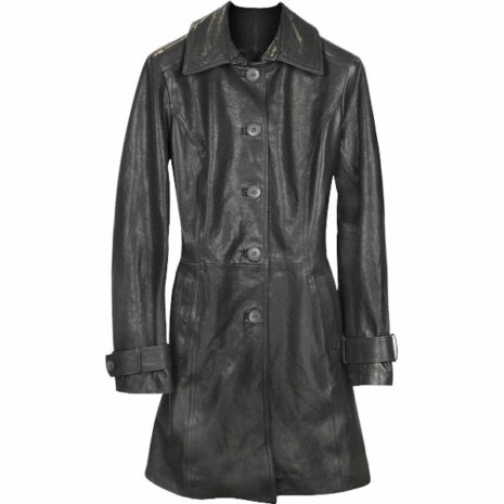 Belted sleeves Long Trench leather Coat