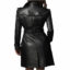 A black double breasted long trench coat for women