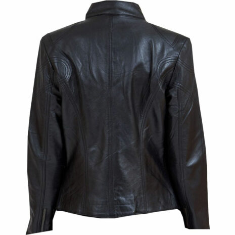 Eye-catching-black-leather-biker-jacket-for-Ladies-backside