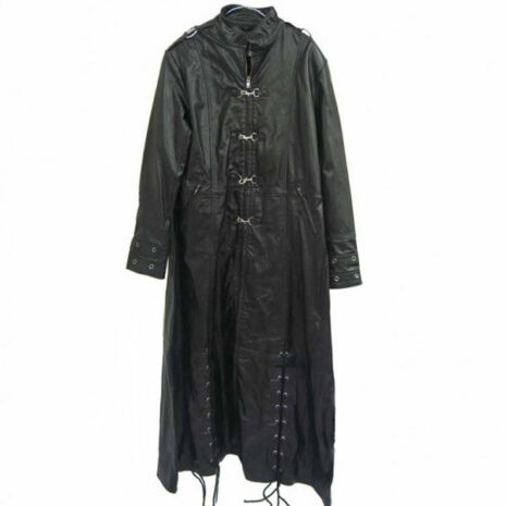 Long Leather Coat Men With Laces