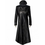 Men's Black Gothic Style Long Leather Coat