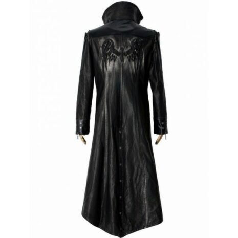 Men's Black Gothic Style Long Leather Coat