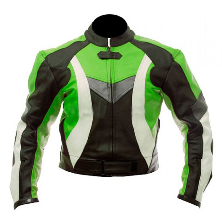 Super Motorcycle Black&Green Biker Jacket Leather