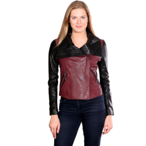 Leather-Jackets-for-women-in-Burgundy-colors-front