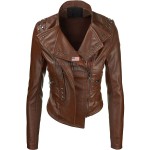Brown Rider Faux Leather Jackets For Women