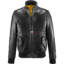 Funnel Neck Black Bomber Leather Jacket