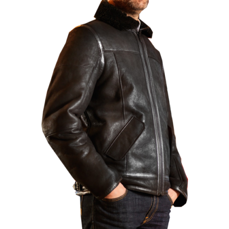 Premium Quality Flight Black Leather Jacket side
