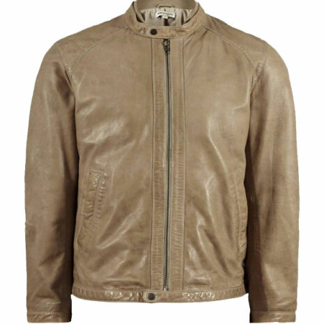 Classic Fashion Round Collar Leather Jacket