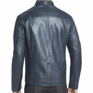 Elite Fashion Men's Blue Leather Jacket