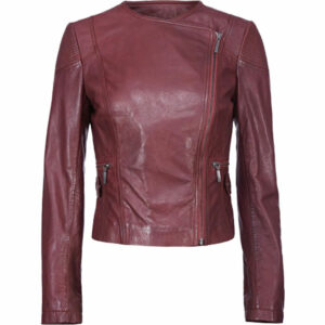 Maroon Leather Jacket For Women
