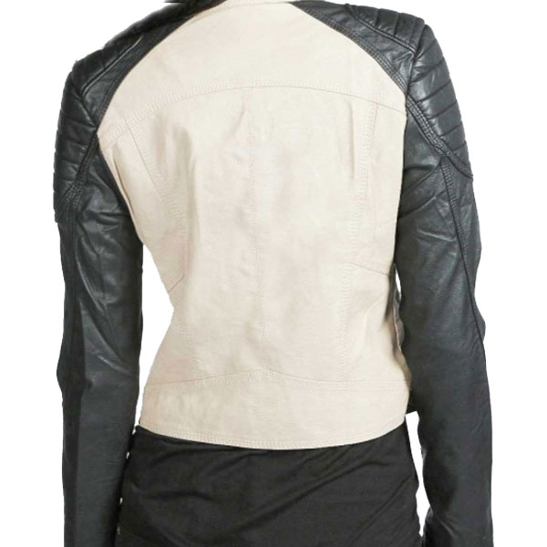 Black-Arm-White-Ladies-Bikers-Leather-Jacket