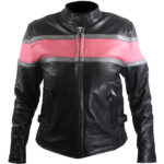 pink strip bomber leather jacket