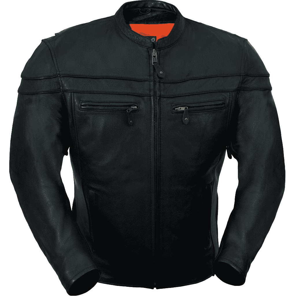 Mandarin Style Black Biker Leather Jacket