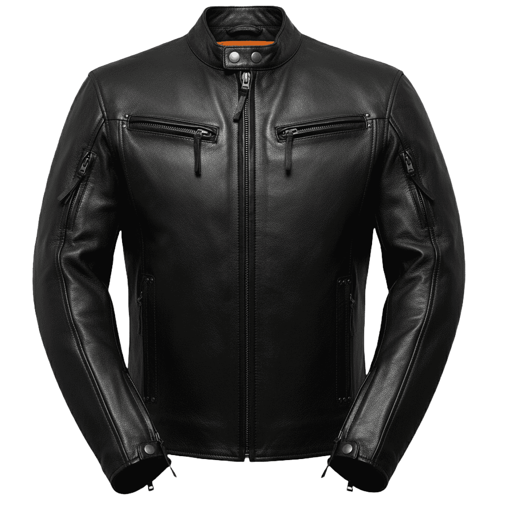 Scooter Collar Black Leather Motorcycle Jacket